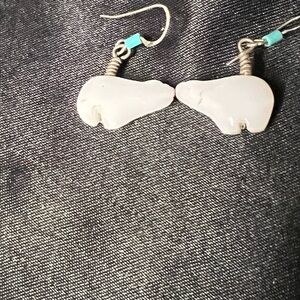 925 silver native bear fetish earrings